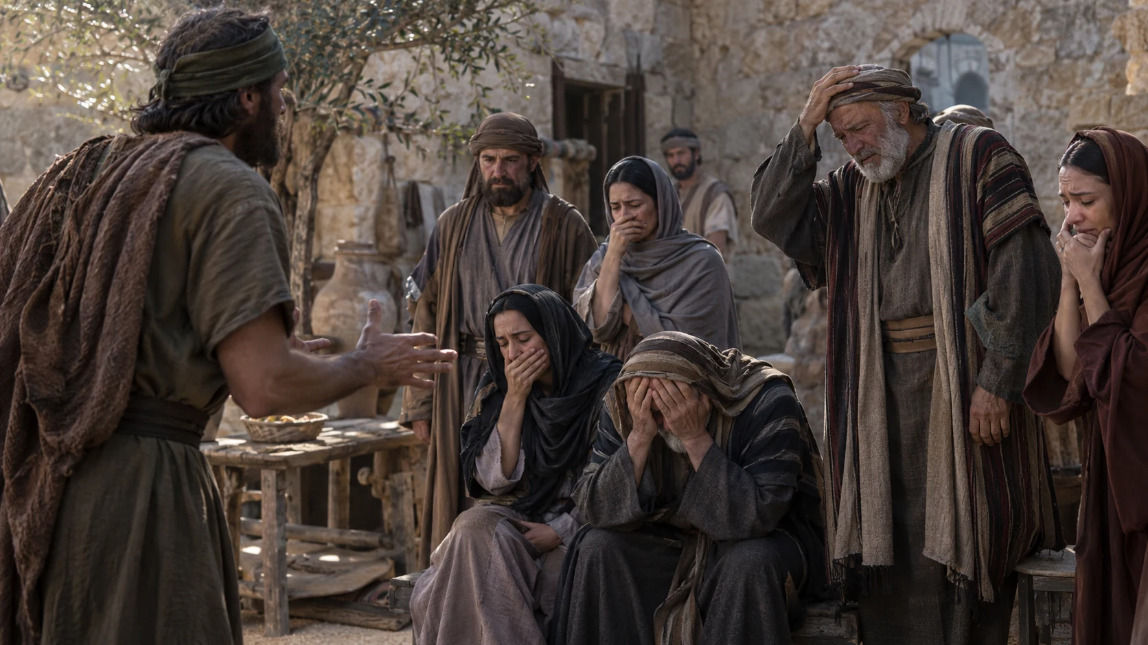 A messenger brings news to grieving inhabitants of Jabesh-gilead.