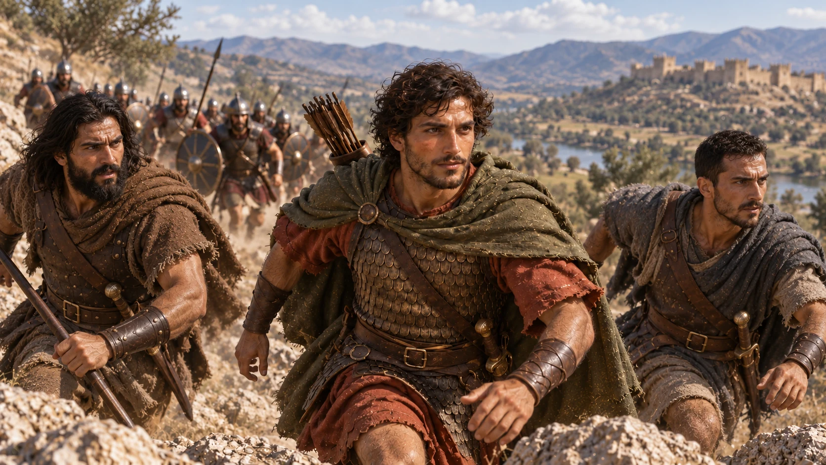 Jonathan and his two distinct brothers flee pursuing soldiers.