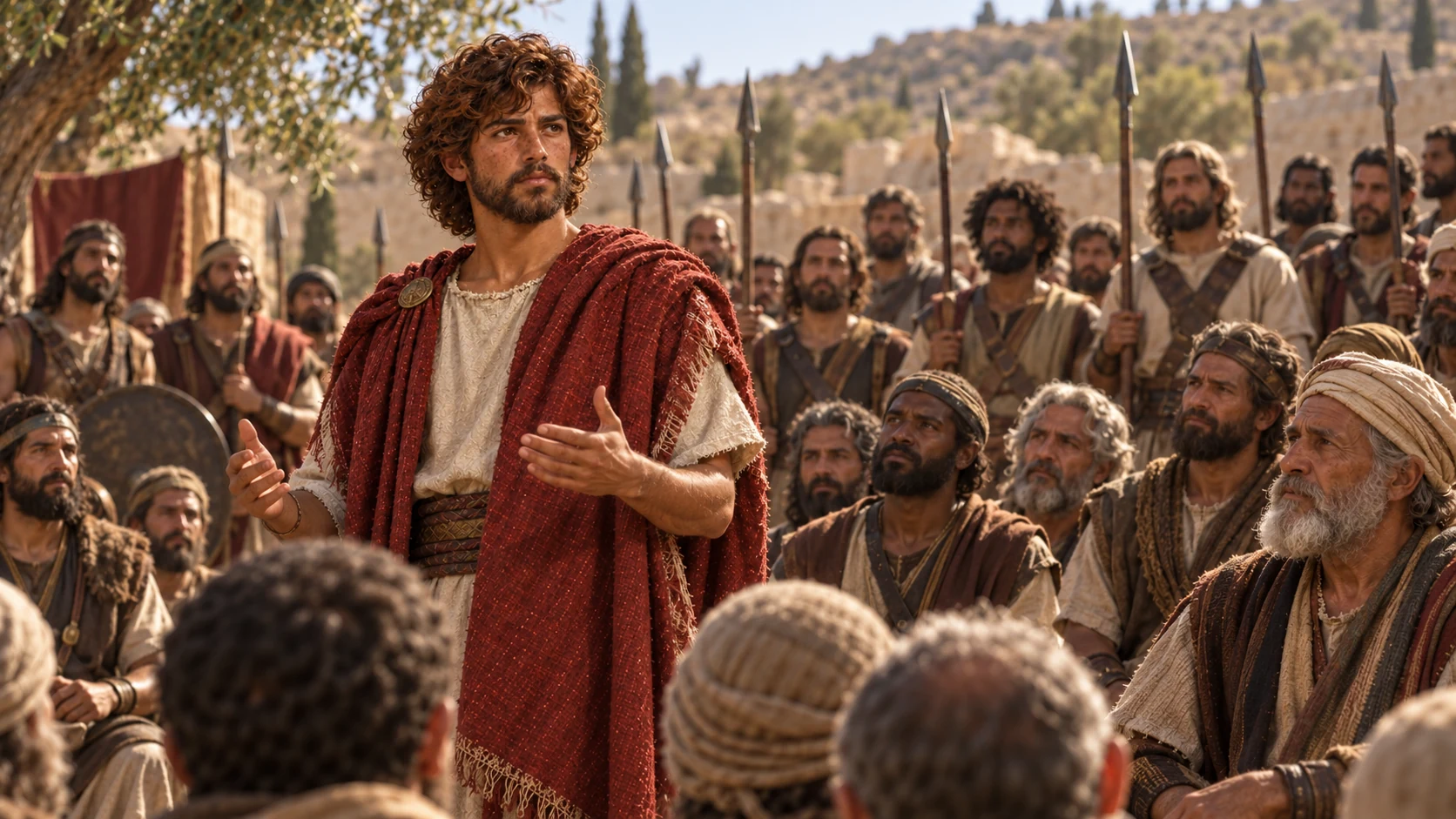 David addresses a united assembly at Hebron.