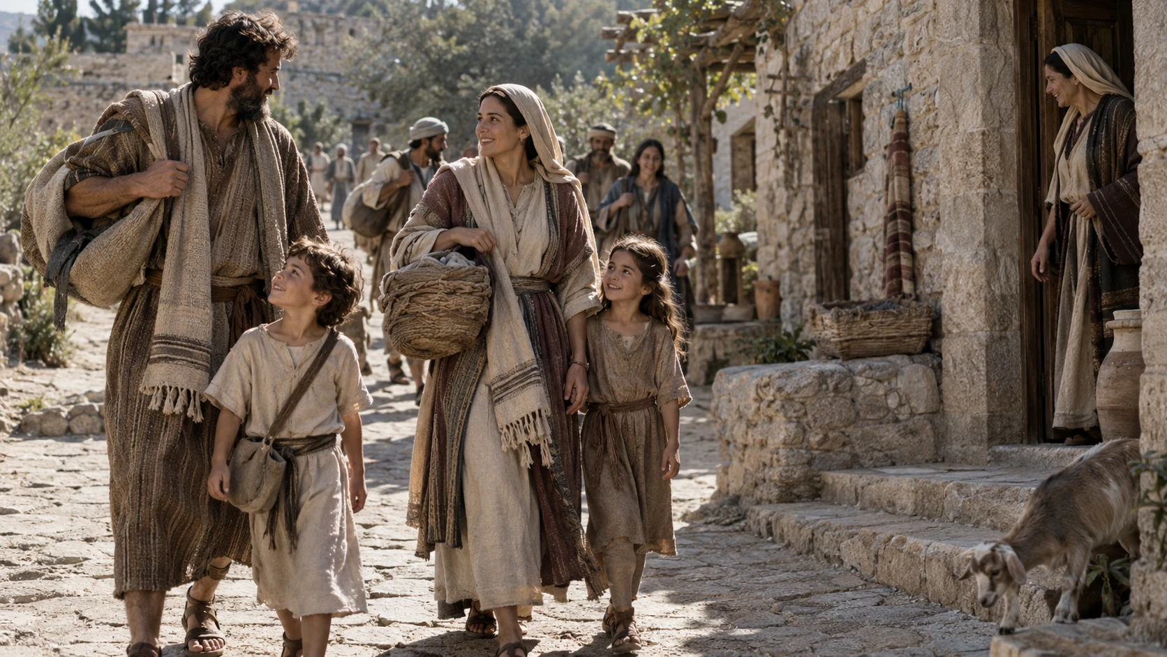 The people and David return home.