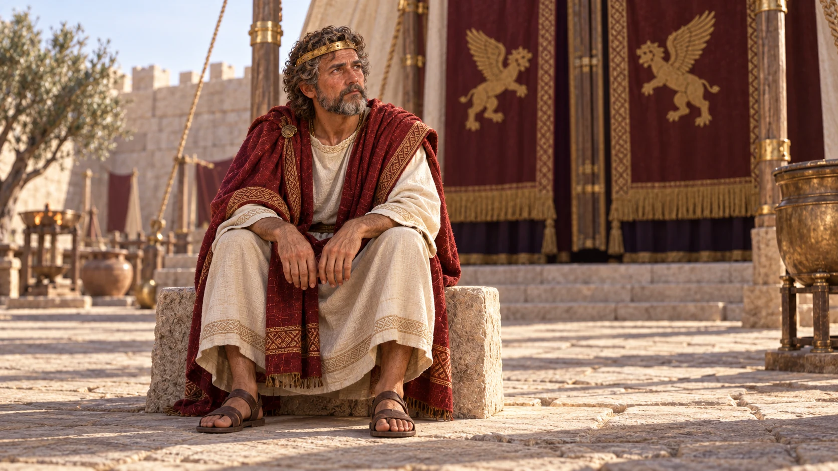 David sits in humility.