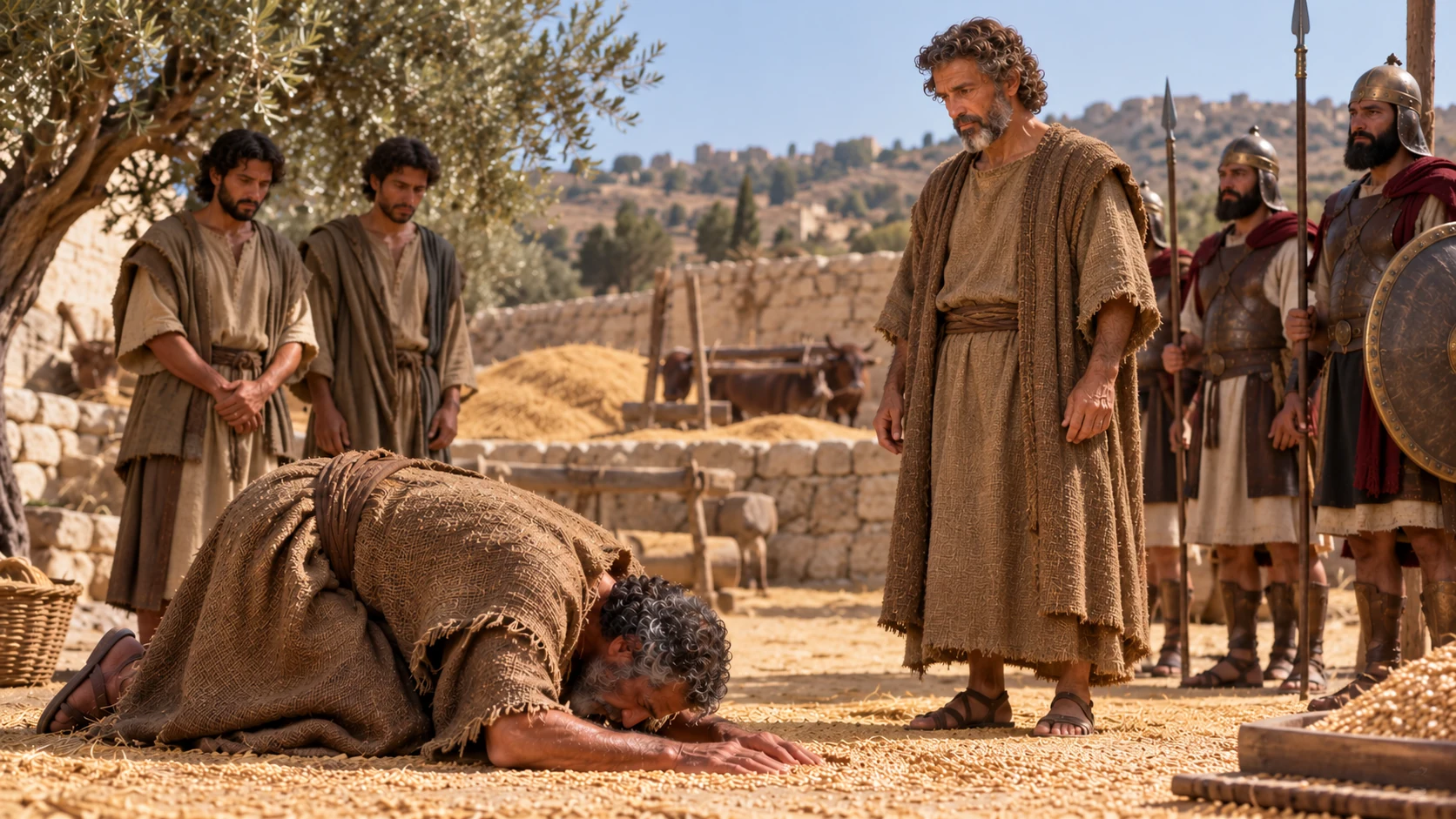 Ornan bows before David.