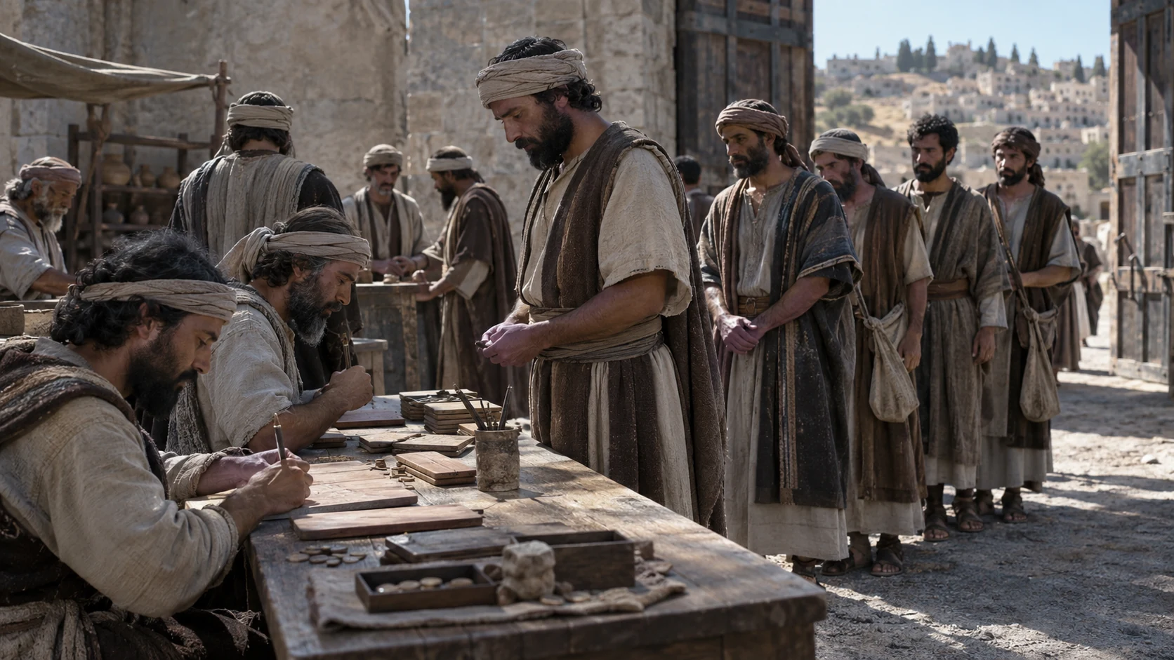 Assisting the priests.
