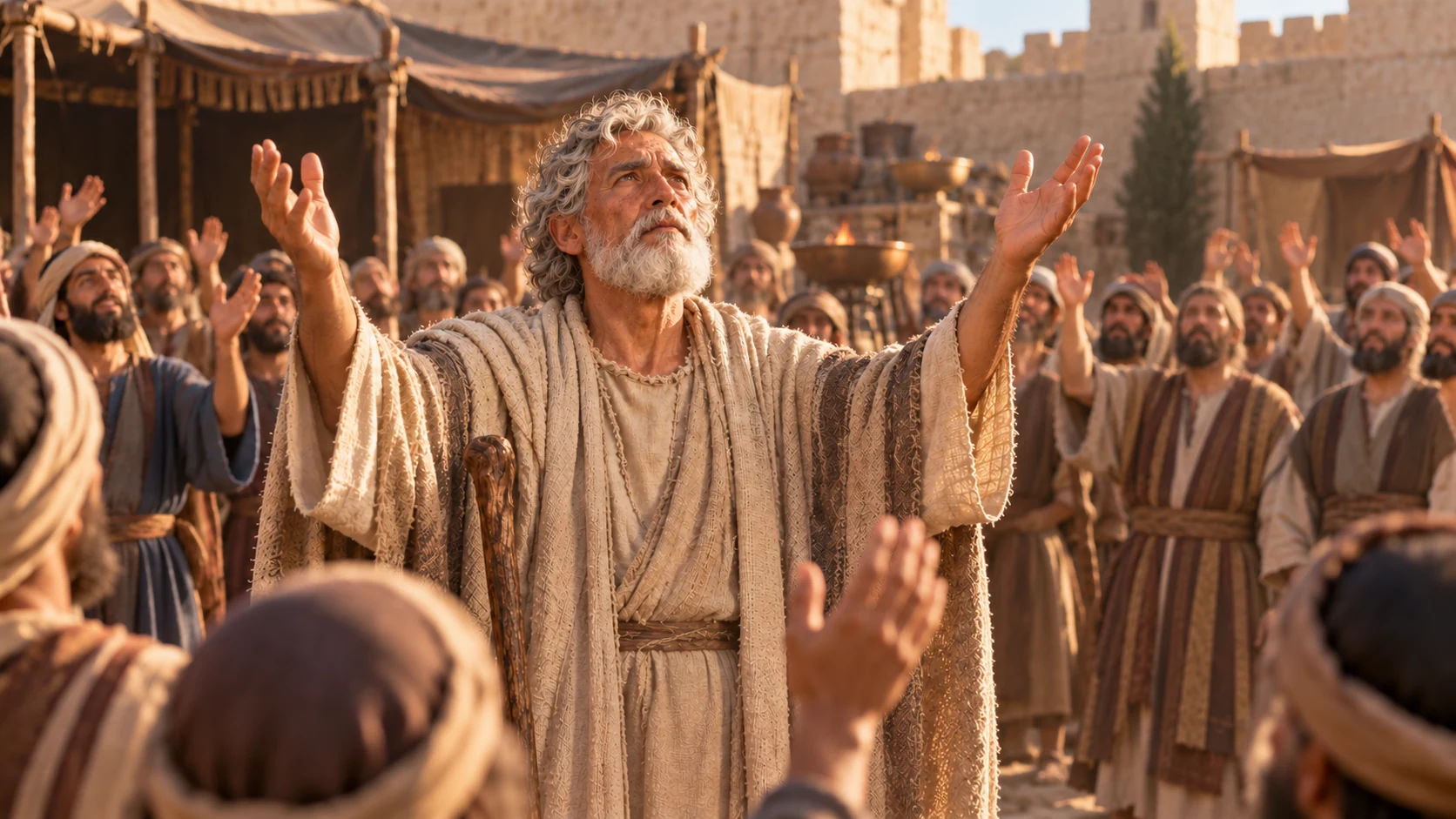 David blesses Yahweh.