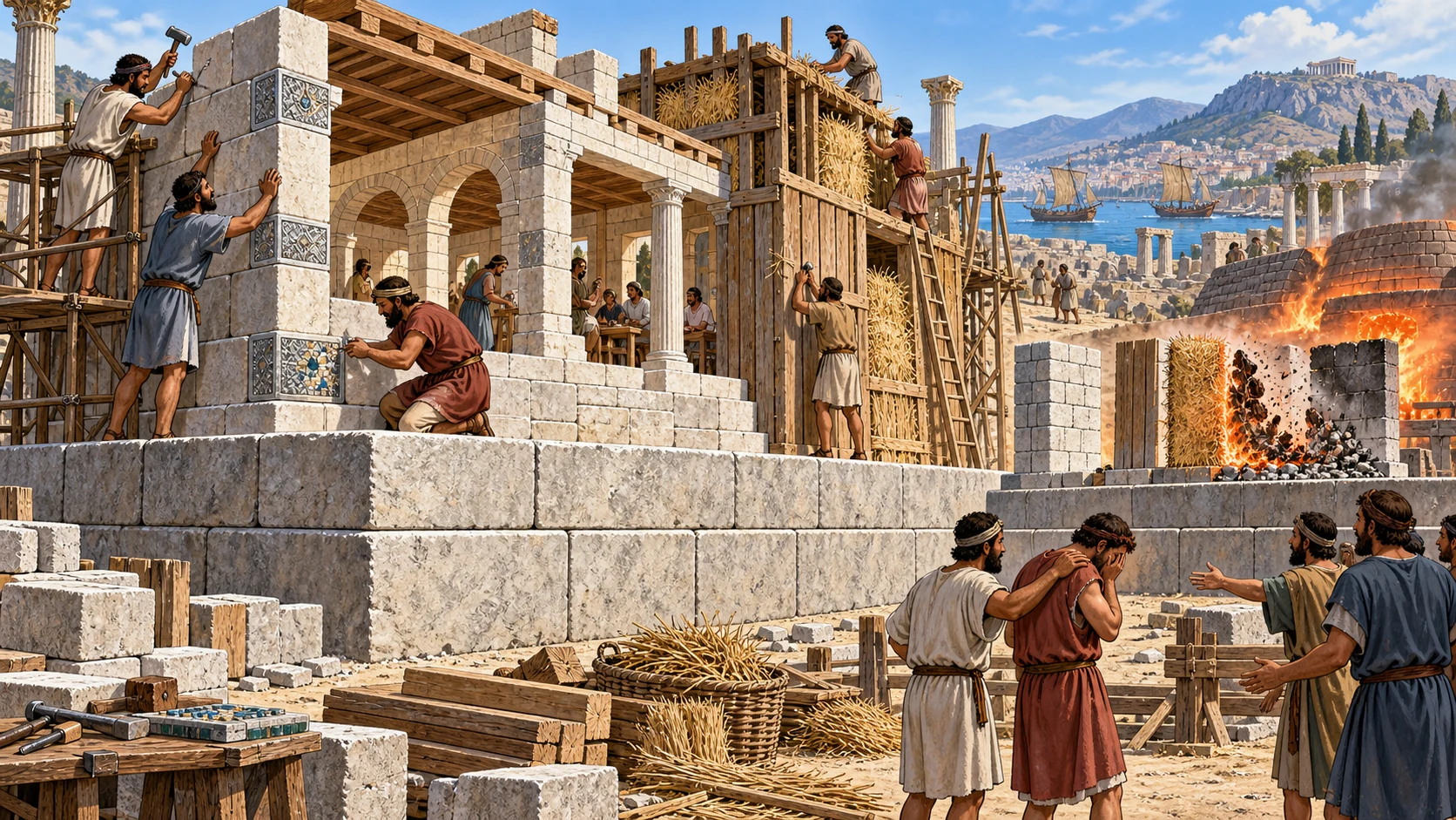 A common foundation supports durable and fragile sections while a protected materials test reveals workmanship.