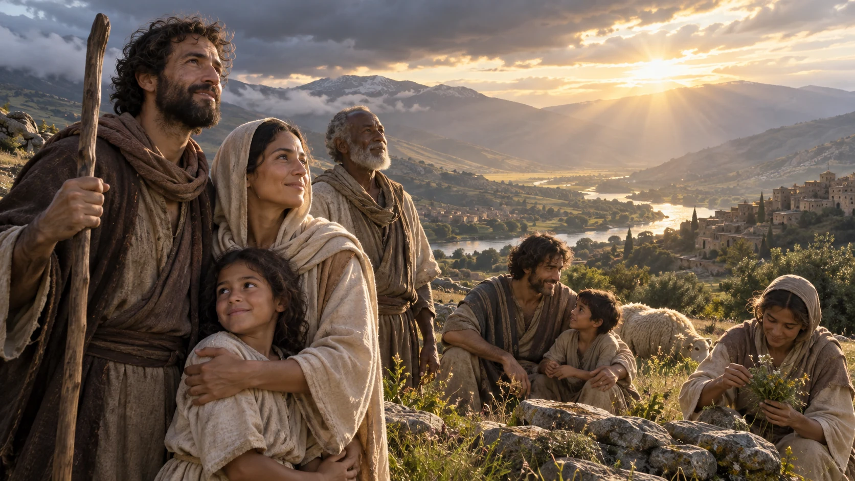 Small group receives dawn light in an intact valley