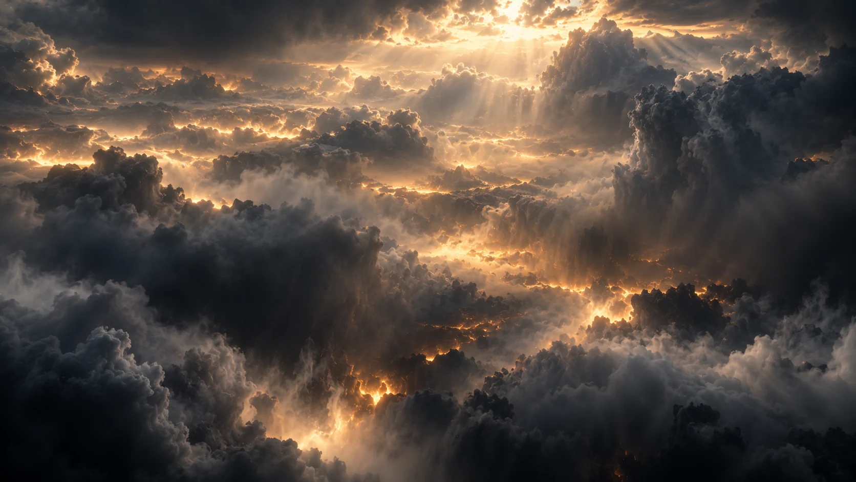 Indistinct cloudlike depth and distant flame light fill an unbounded view.