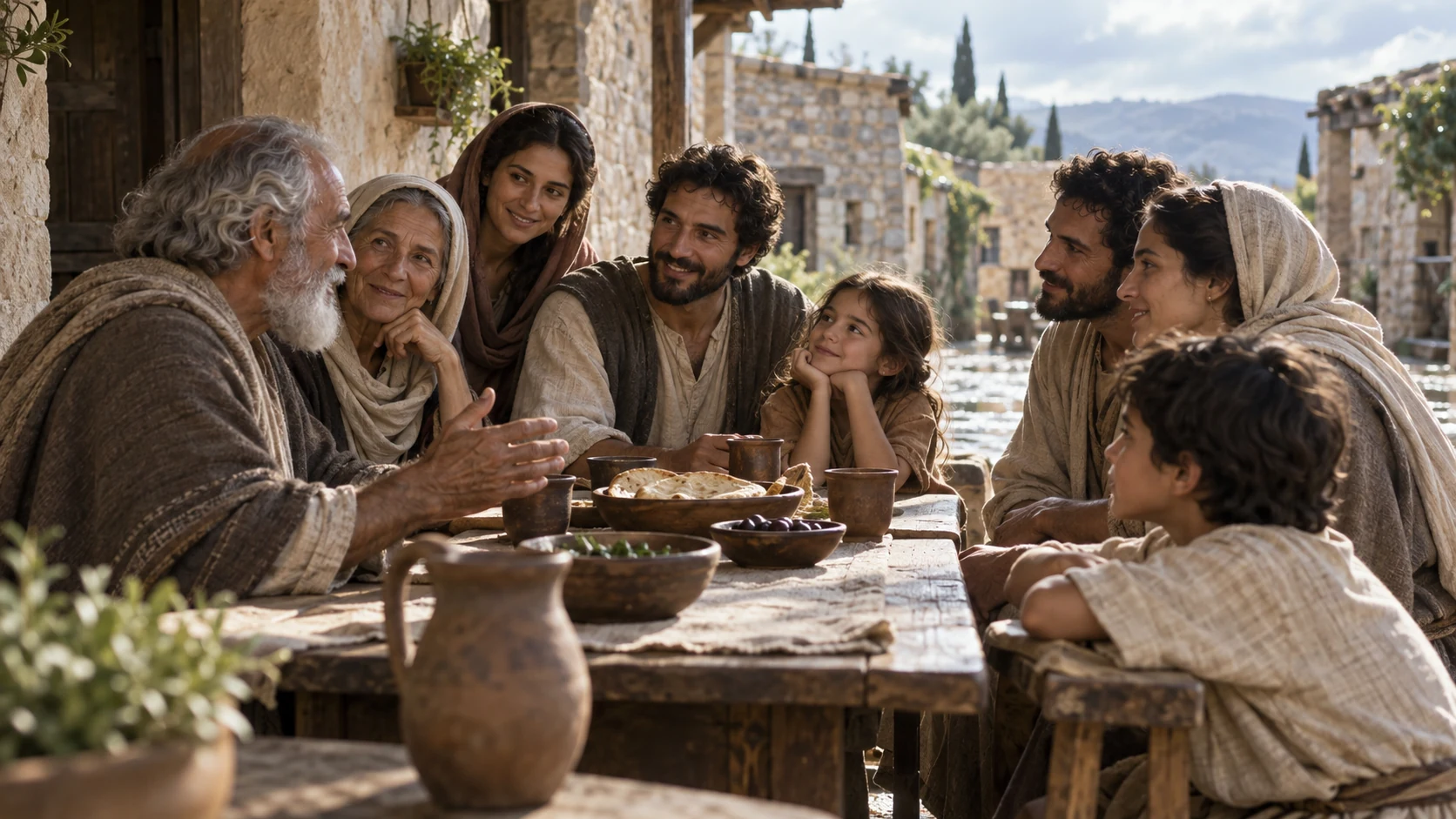 Multiple generations listening around a shared table
