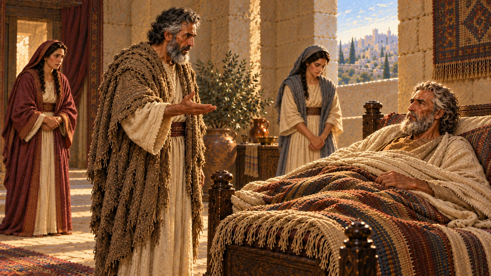 Nathan addresses David gravely about Adonijah’s feast and the succession.