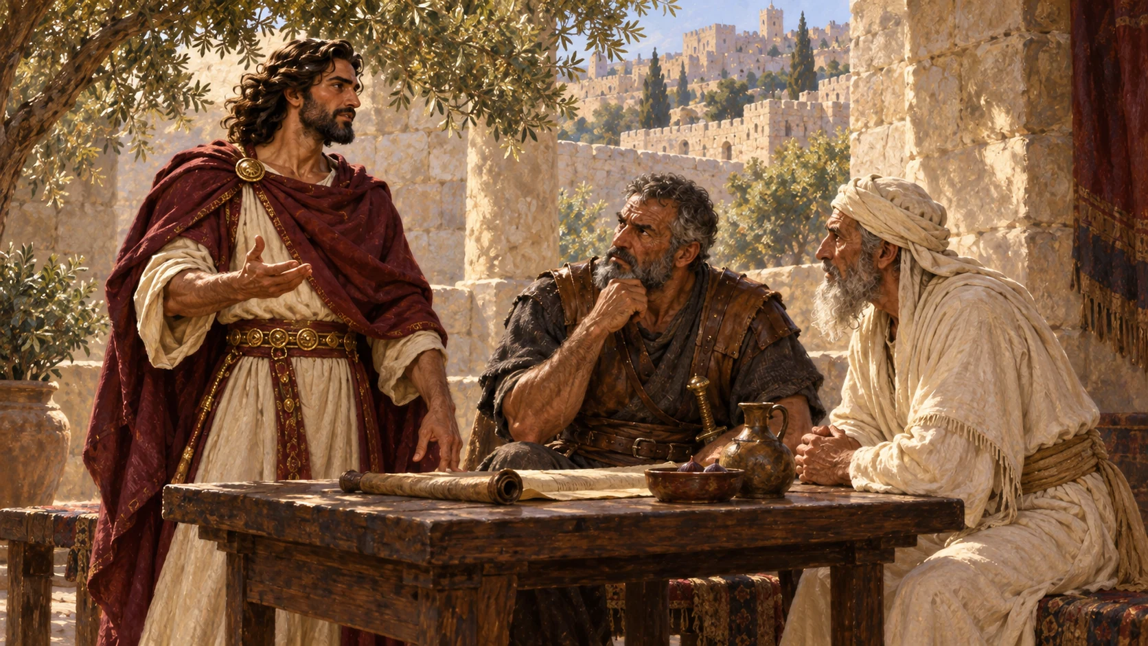 Adonijah confers privately with Joab and Abiathar. Do not include those who refused to join him.