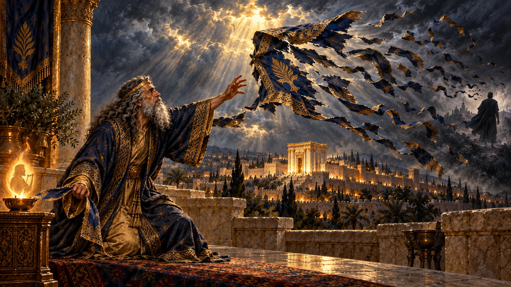Solomon receives judgment: kingdom torn from his servant’s son except one tribe for David and Jerusalem.