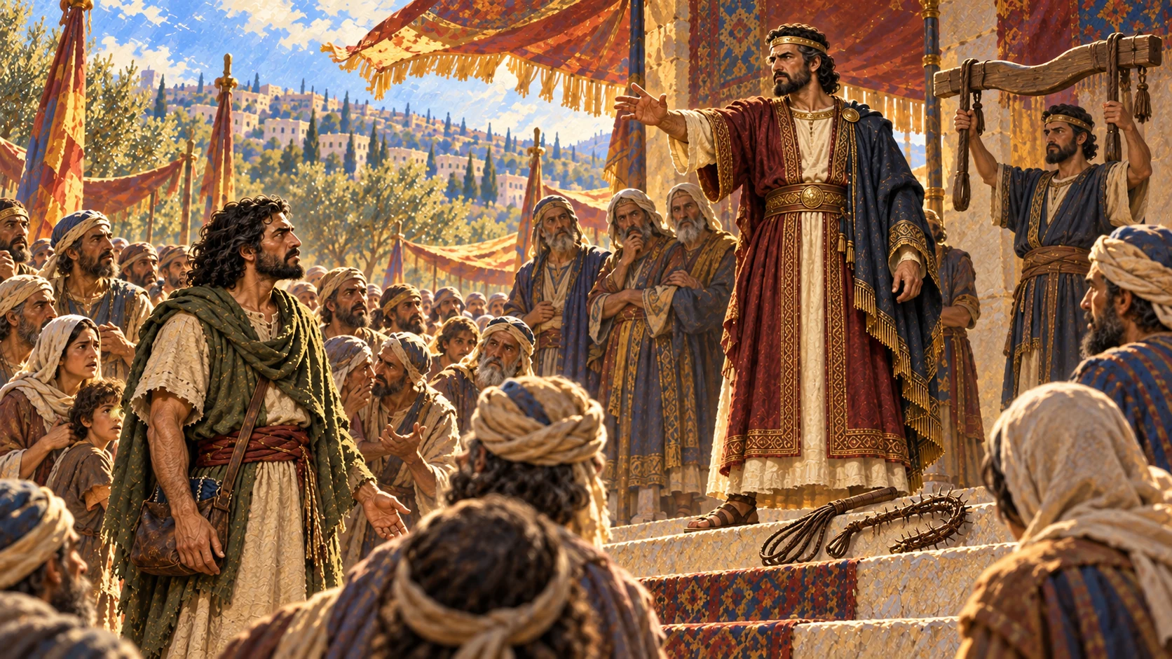 Rehoboam repeats the severe counsel and refuses to listen; preserve Jeroboam and Rehoboam continuity.
