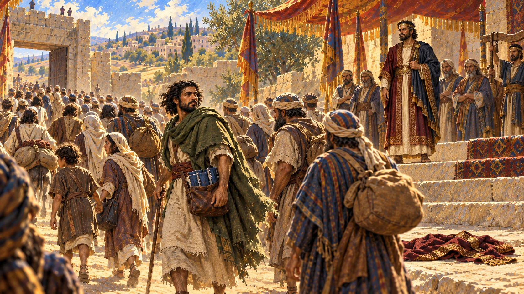 Northern representatives depart while Rehoboam retains rule over the cities of Judah.