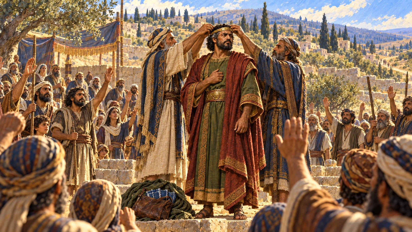 The northern assembly makes Jeroboam king while Judah alone remains with David’s house.
