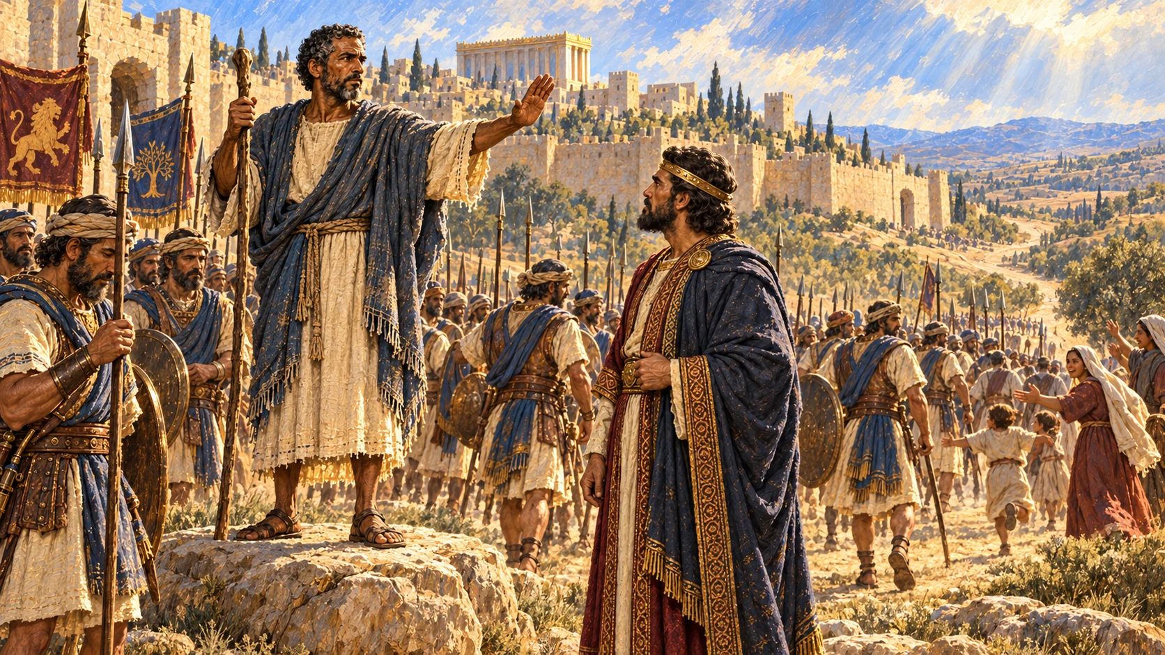 The man of God delivers the command not to fight their brothers; soldiers turn home.