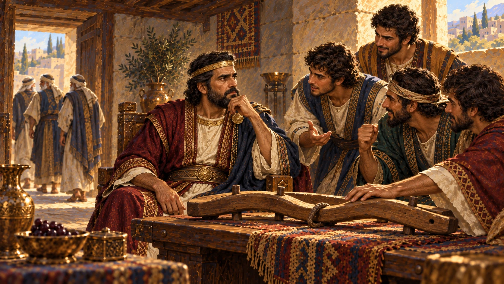 Rehoboam rejects the elders’ advice and asks the younger men who grew up with him.