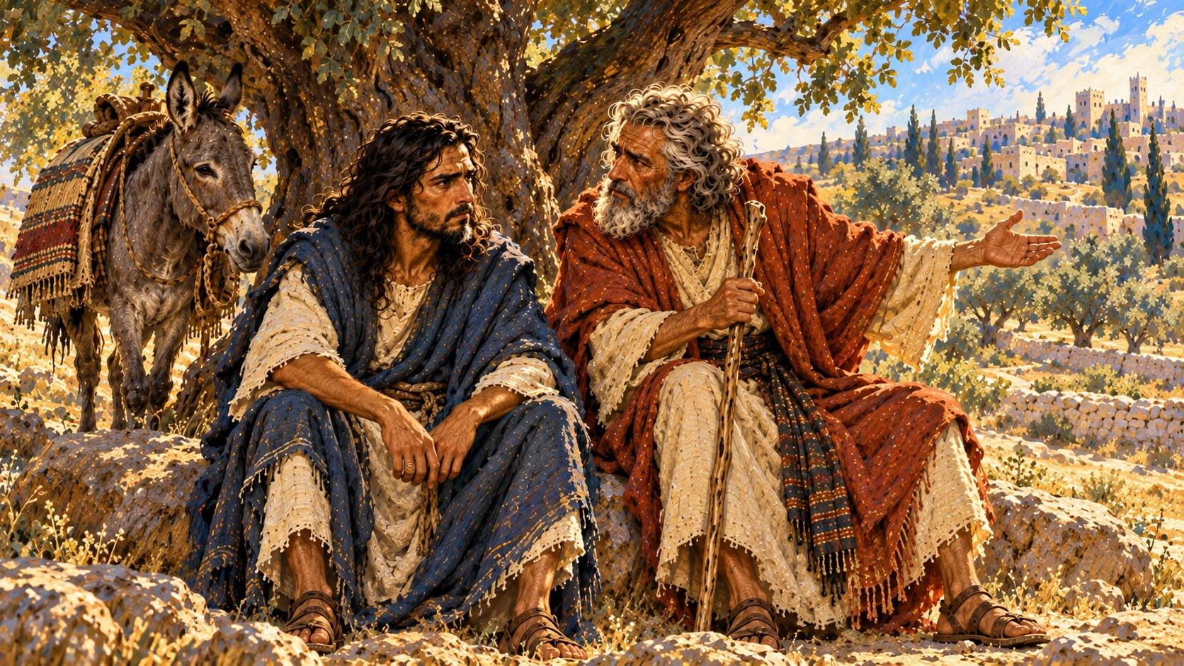 The old prophet claims an angel gave him contrary instructions; he is lying. No visible angel.