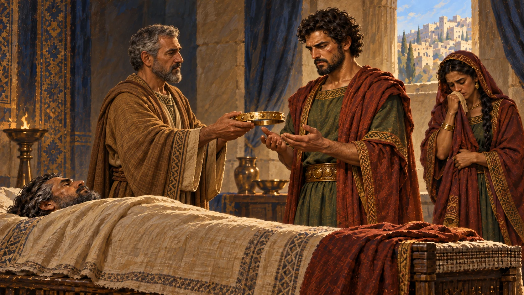 Jeroboam’s later reign ends and Nadab succeeds him. One sober succession moment rather than a montage of wars.