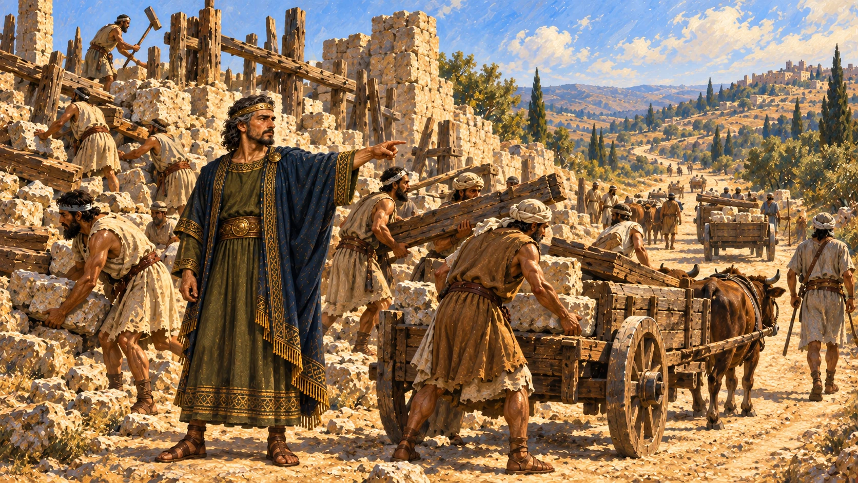 Baasha withdraws to Tirzah; Asa summons Judah to salvage Ramah stone and timber for Geba and Mizpah.