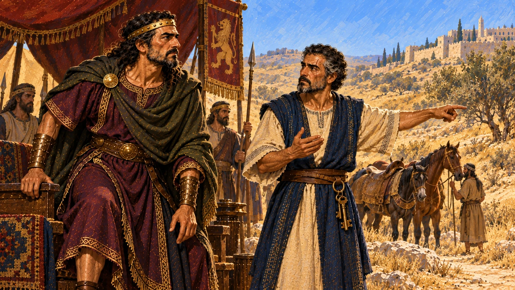 Elijah vows to present himself to Ahab; Obadiah delivers the news.