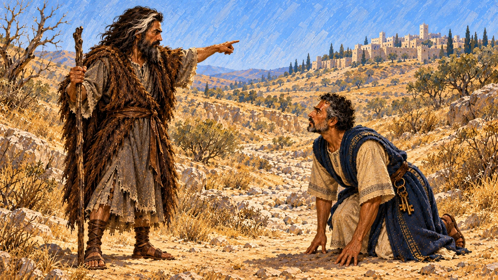 Obadiah recognizes Elijah on the road and is told to announce him to Ahab.