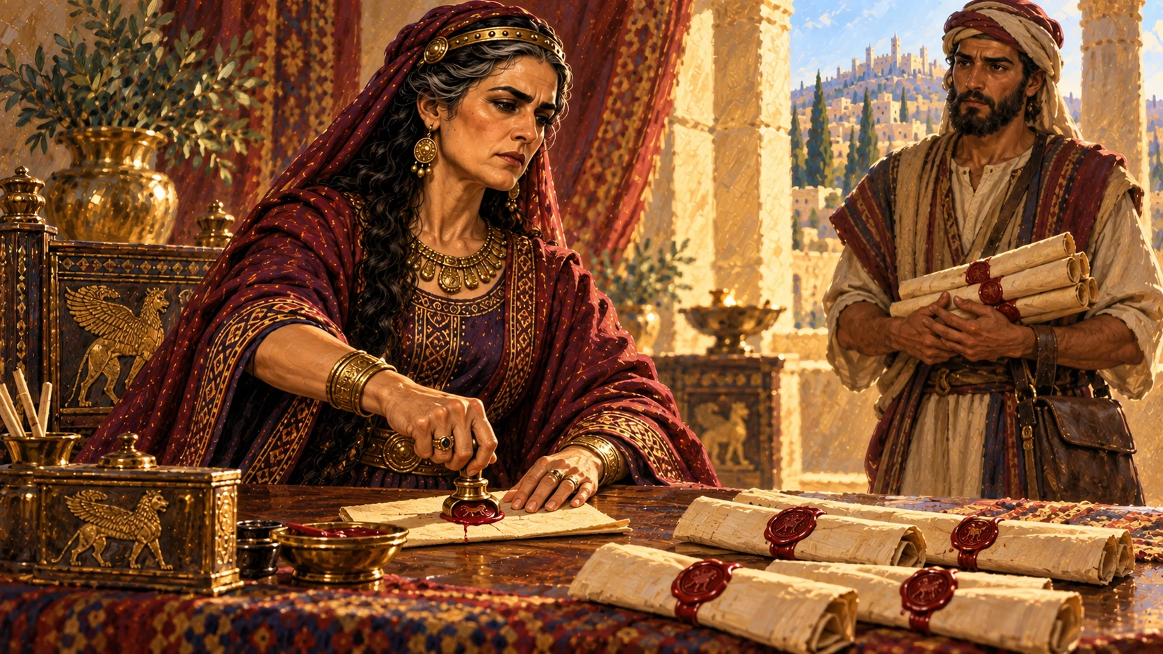 Jezebel writes in Ahab’s name and seals instructions to the city elders.