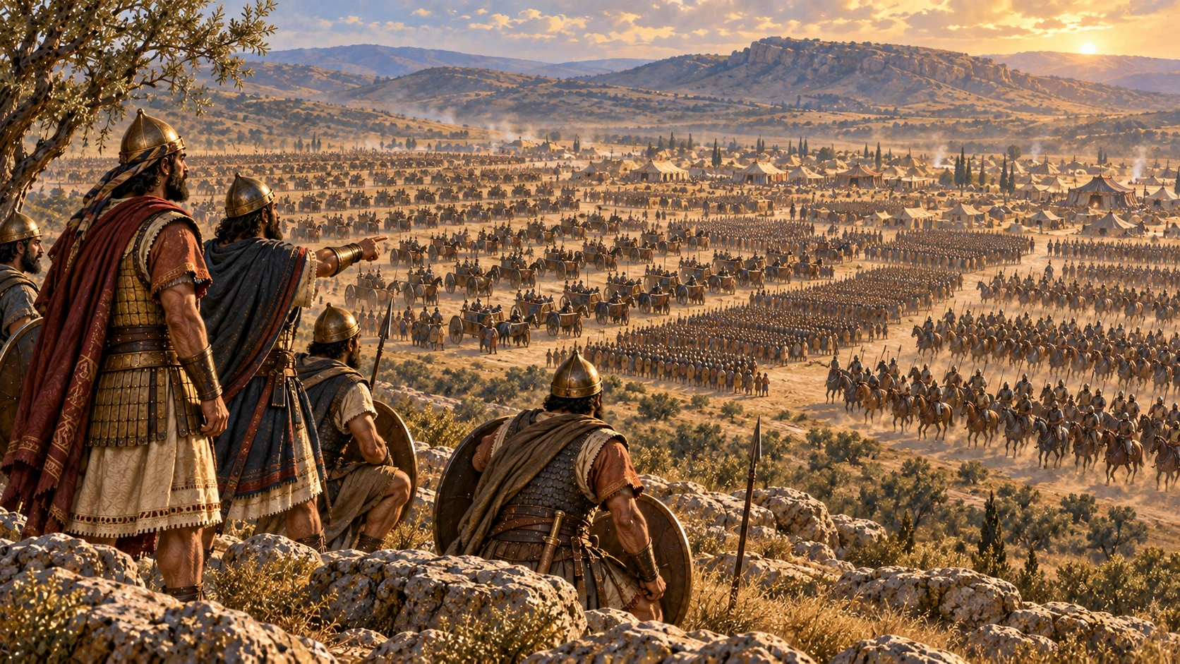 The Philistines gather at Michmash