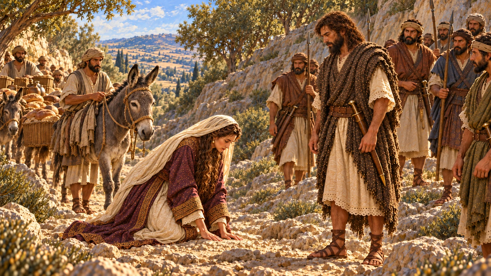 Abigail bows before David and takes responsibility for her household's offense
