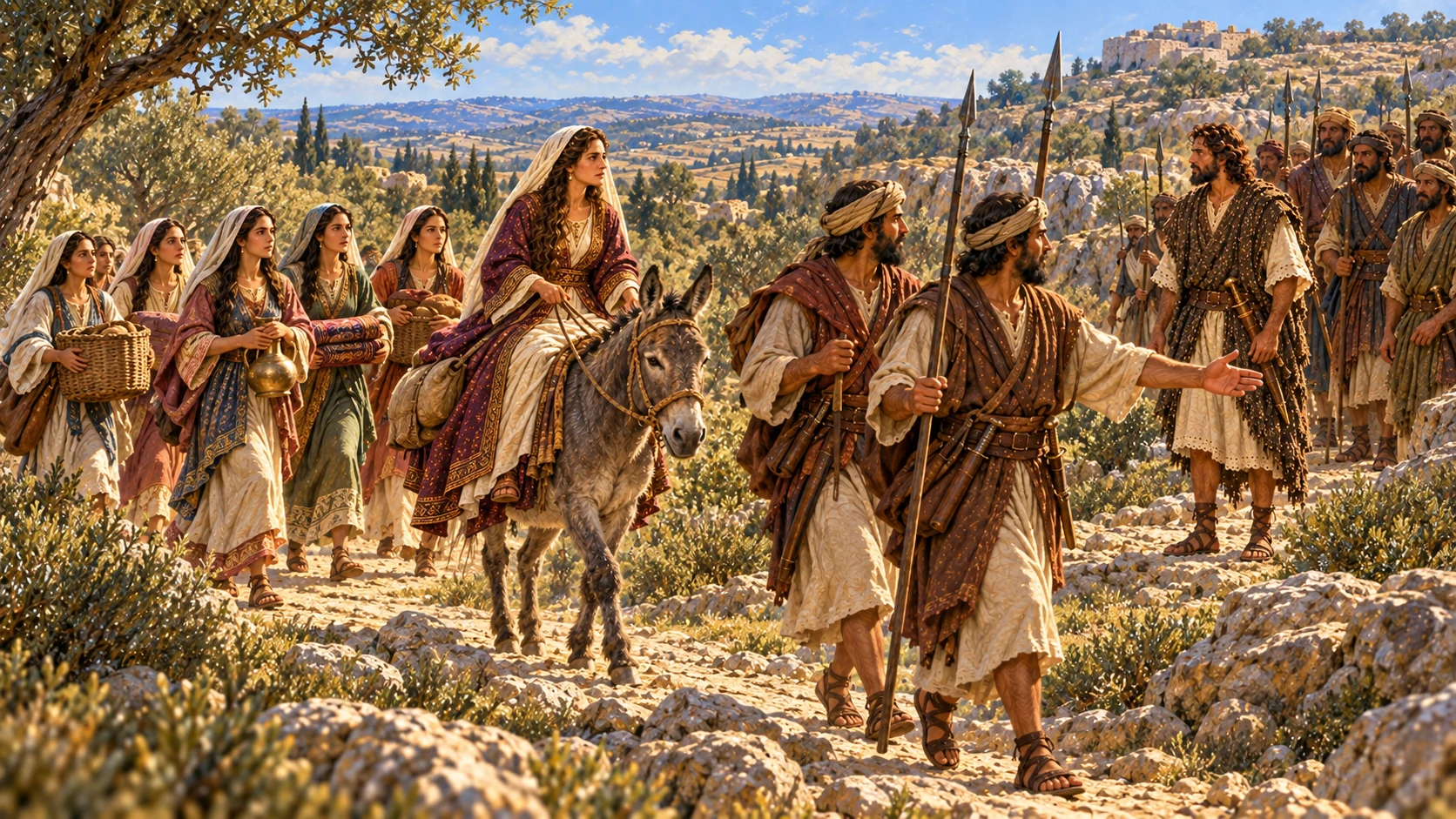 Abigail prepares and travels with the messengers to David