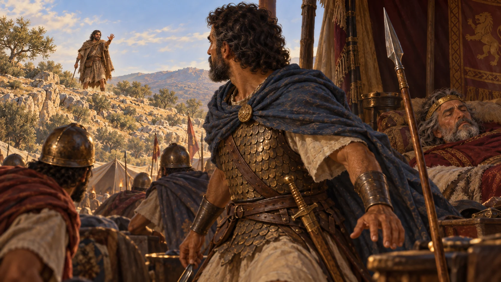 David asks Abner why he failed to guard the king