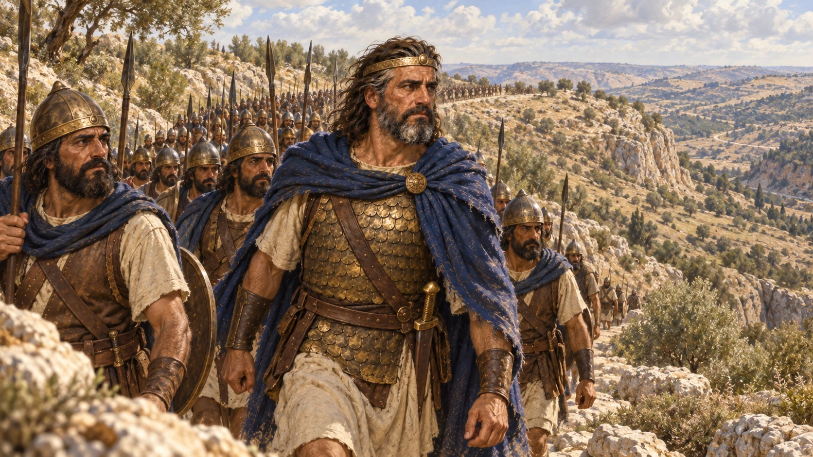 Saul brings three thousand chosen men into the wilderness to seek David