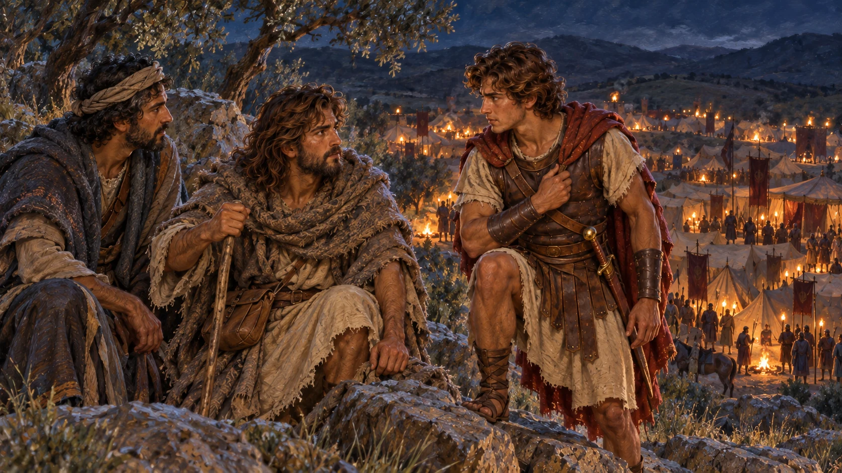 David asks who will enter Saul's camp, and Abishai offers to go