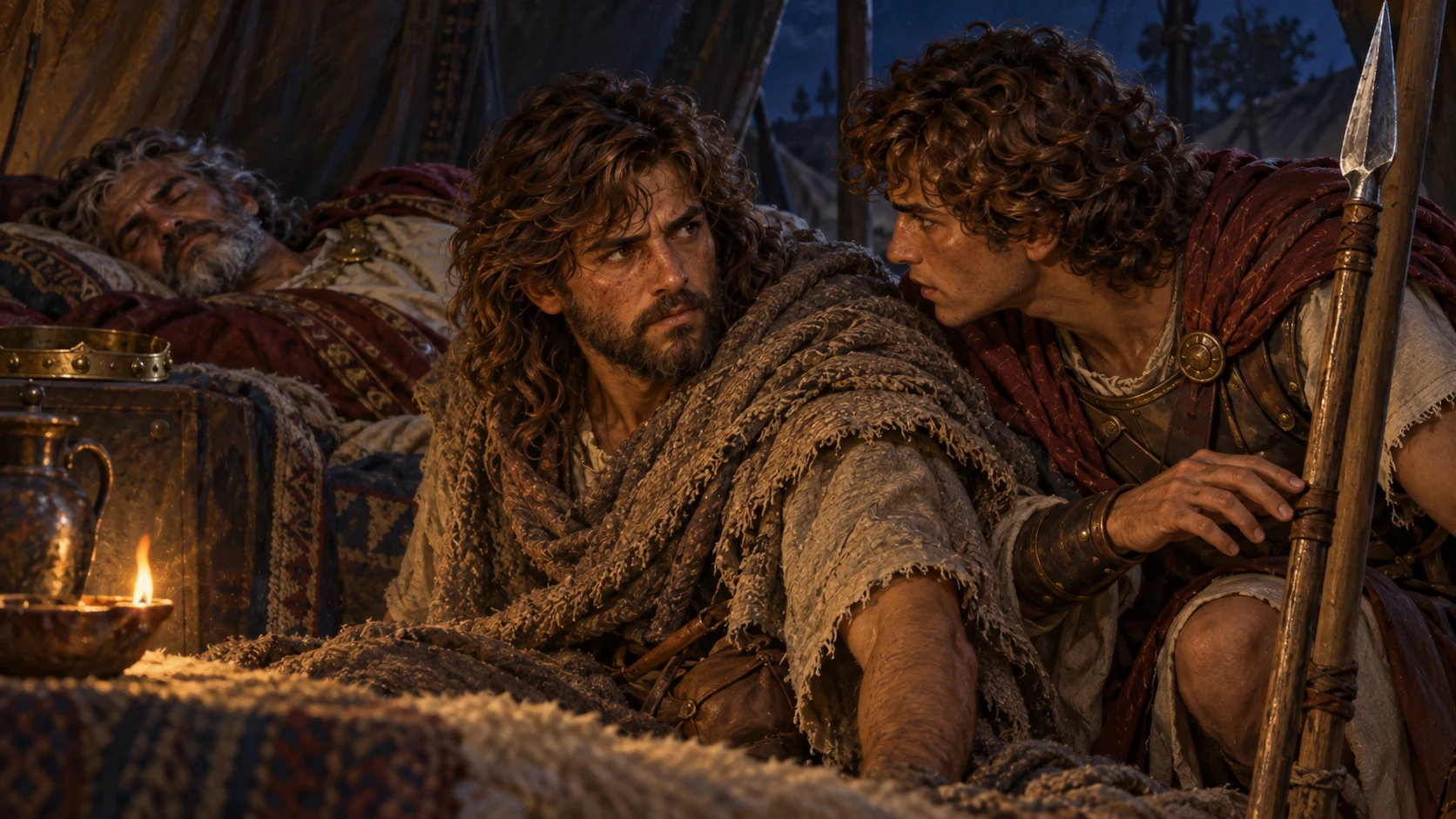 Abishai urges David to let him kill Saul with the spear