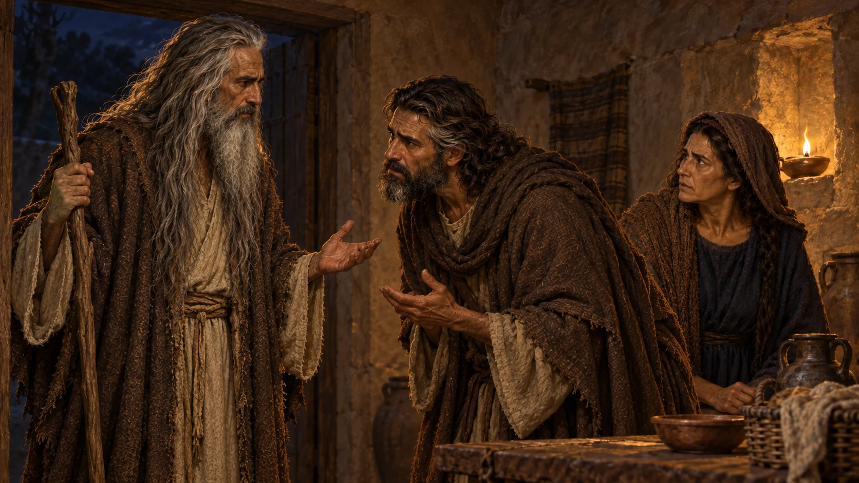 Saul tells Samuel of the Philistine threat and the silence he has faced