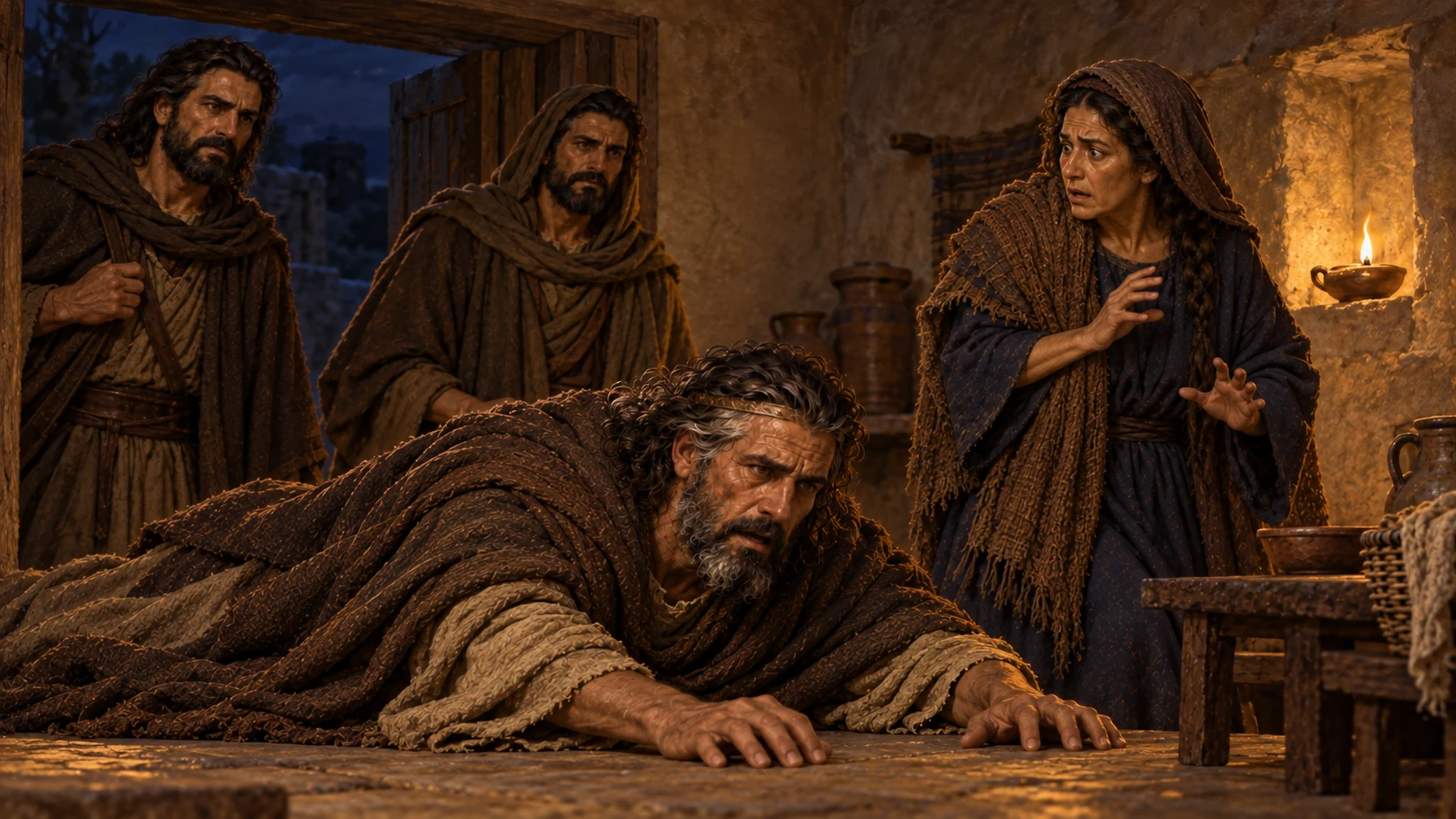 The words leave Saul collapsed and without strength after a day without food