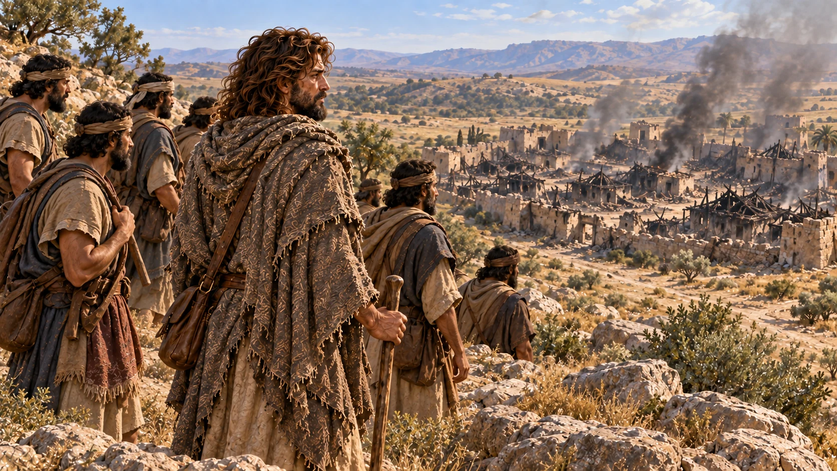 David and his men reach Ziklag and find the city burned