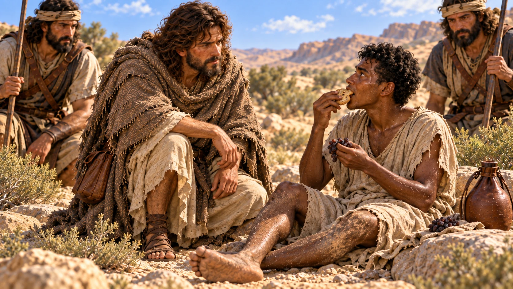 Fig cake and raisins help the starving servant recover his strength