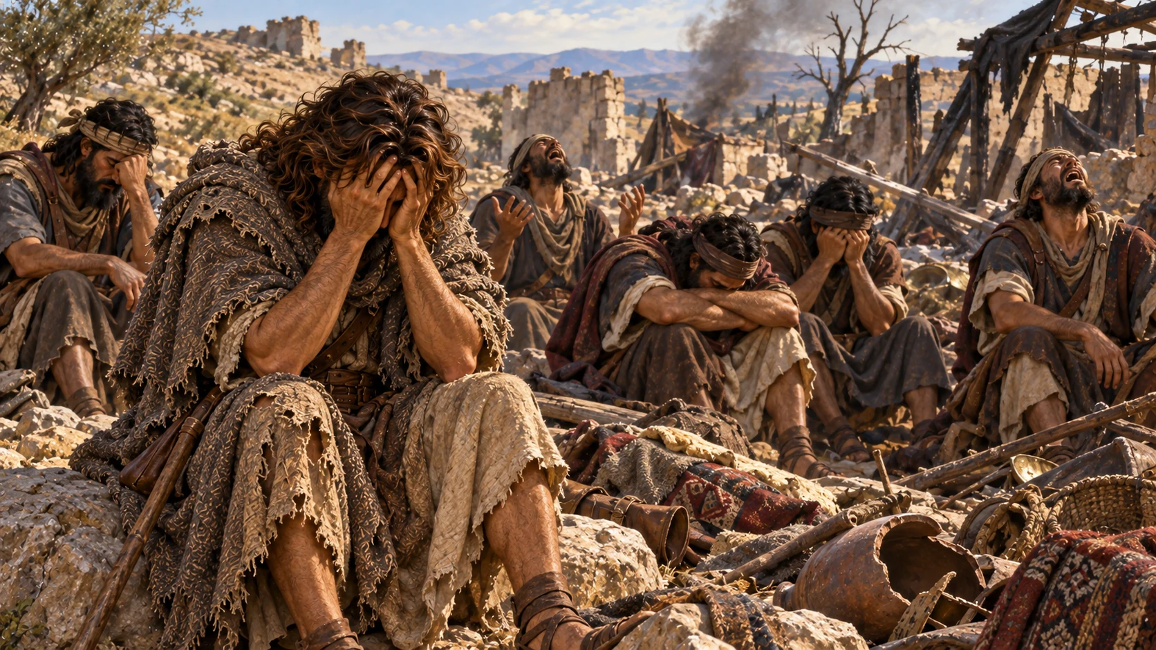 The loss leaves David and his followers weeping until they have no strength