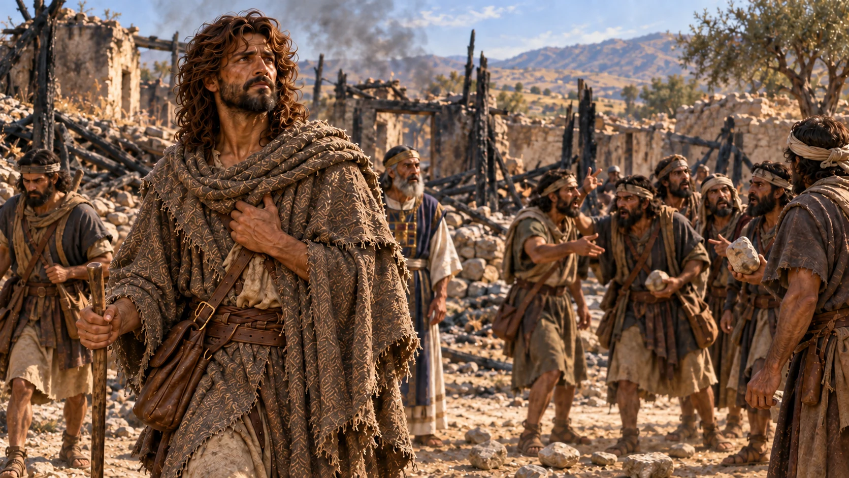 Under threat from his own grieving men, David strengthens himself in Yahweh