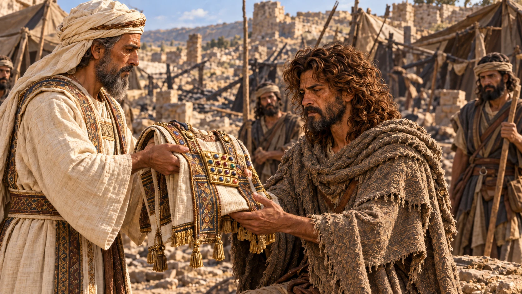 David asks the priest Abiathar to bring the ephod for inquiry