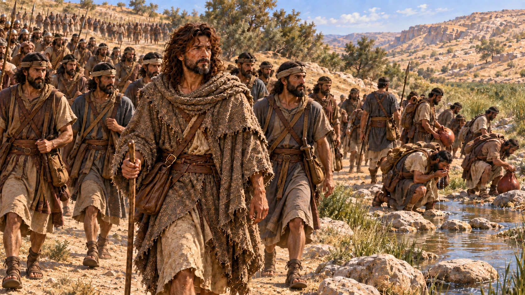 David leads the full company toward the Brook Besor