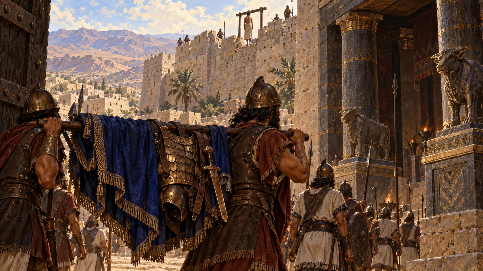 Saul's armor goes to a shrine, and his body is fixed to Beth-shan's wall