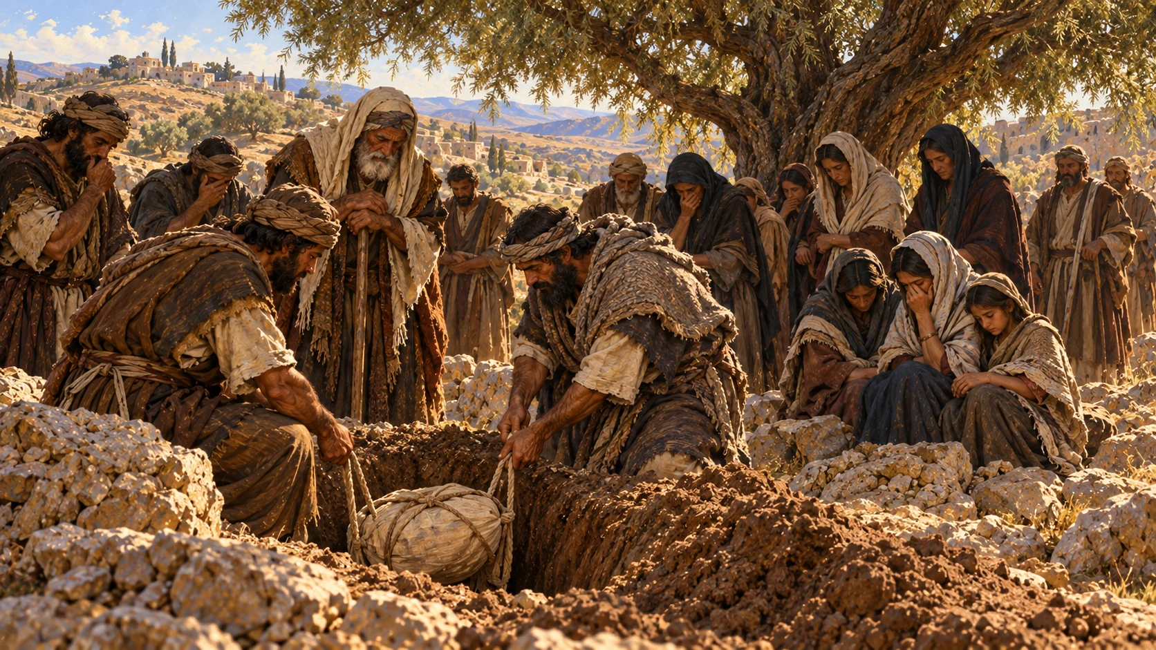 The people bury their bones beneath a tamarisk and fast for seven days