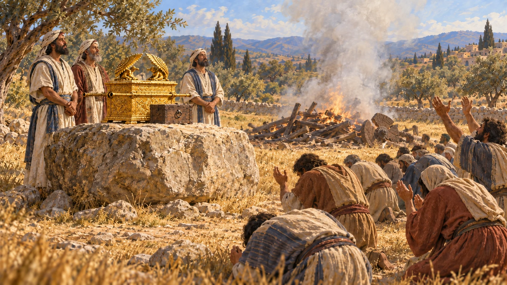 The ark rests on the great stone
