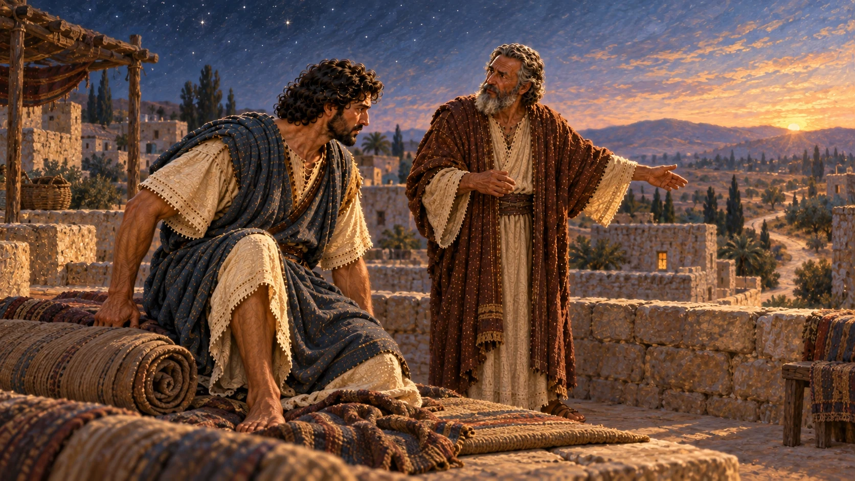 Samuel speaks with Saul on the roof