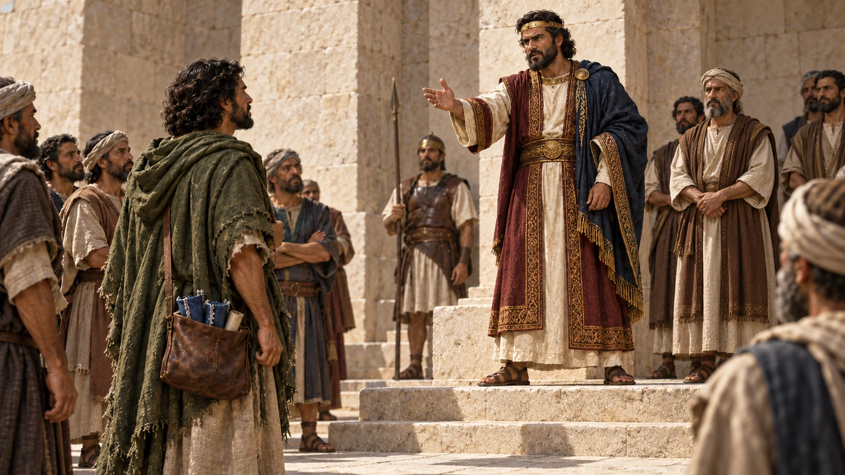 Rehoboam answers the petitioners harshly and rejects their plea.