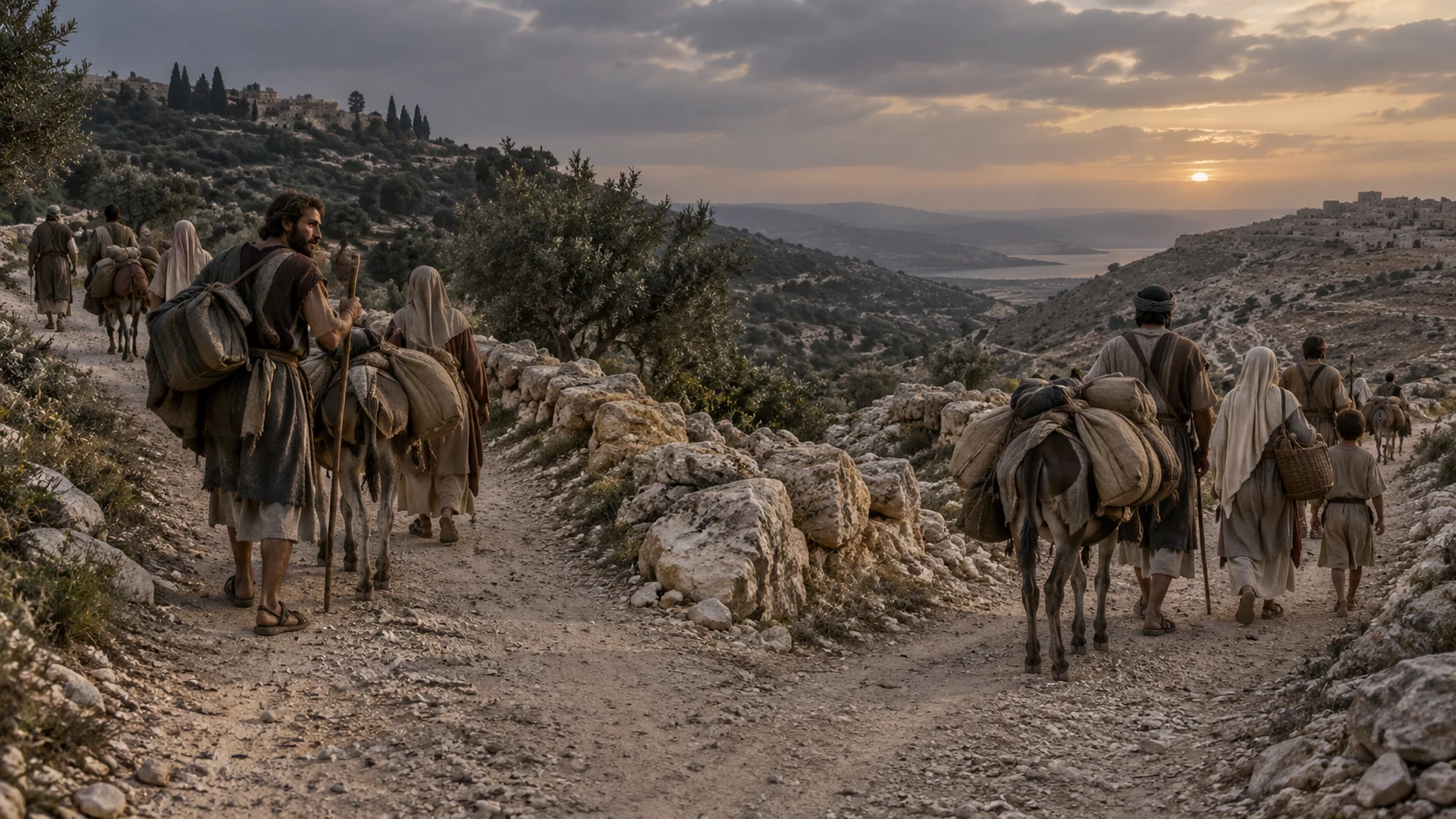 Separate paths through the hills illustrate Israel’s enduring division from David’s house.