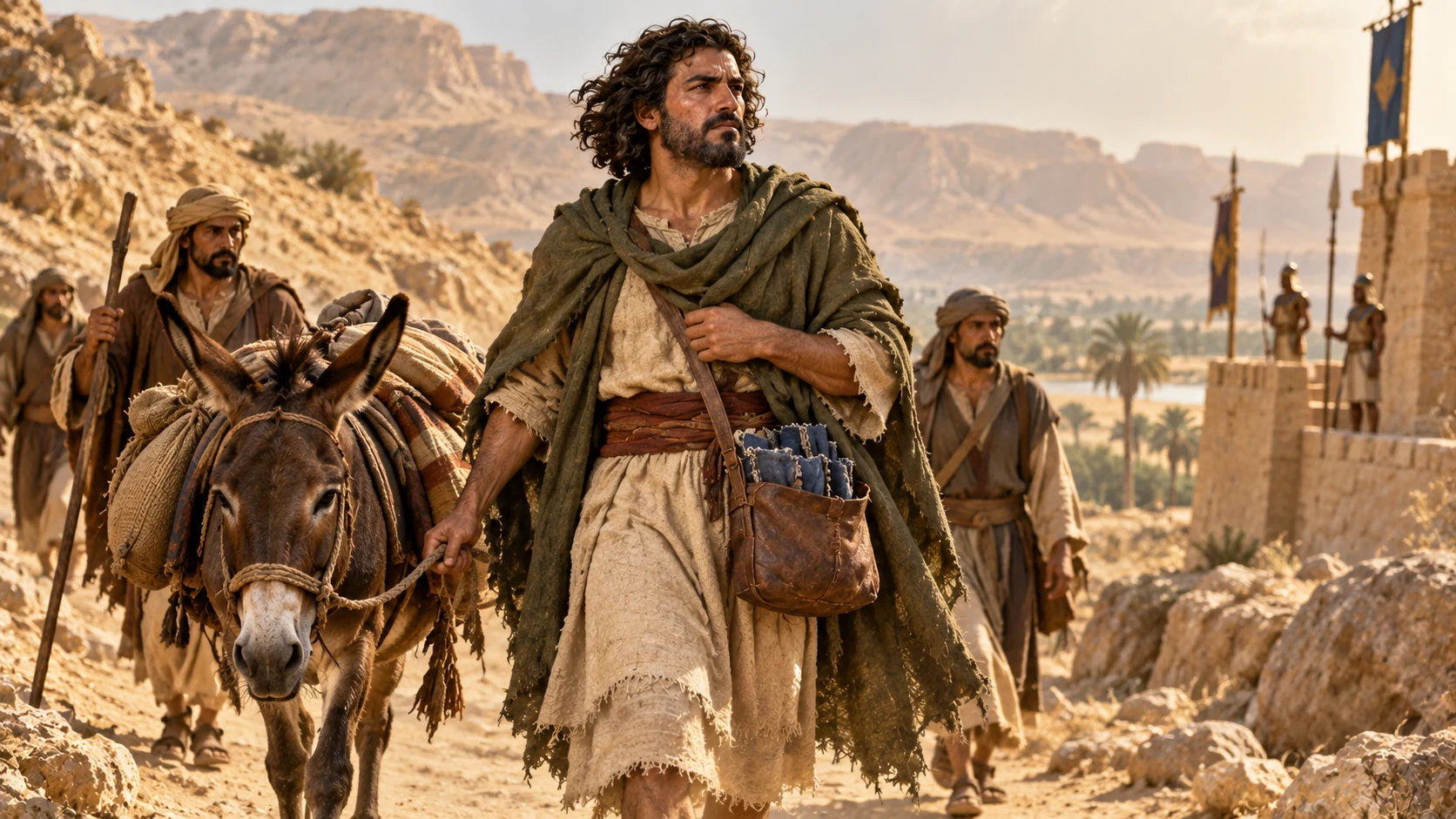 Jeroboam returns from Egyptian refuge with his traveling belongings.