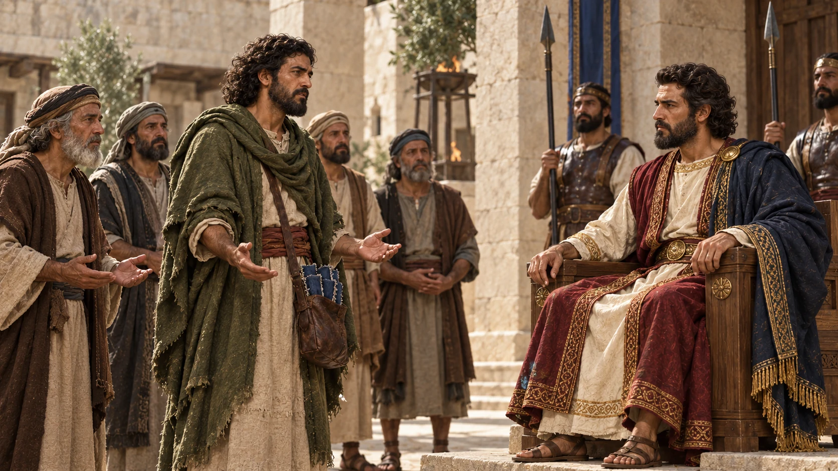 Jeroboam and elders petition the new king to lighten the heavy service.