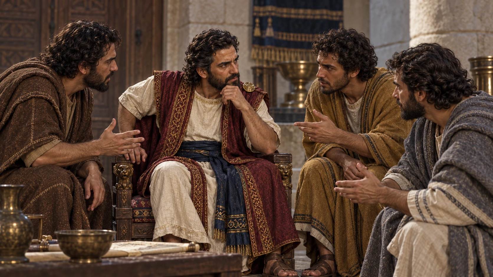 The king turns to the companions who grew up with him.